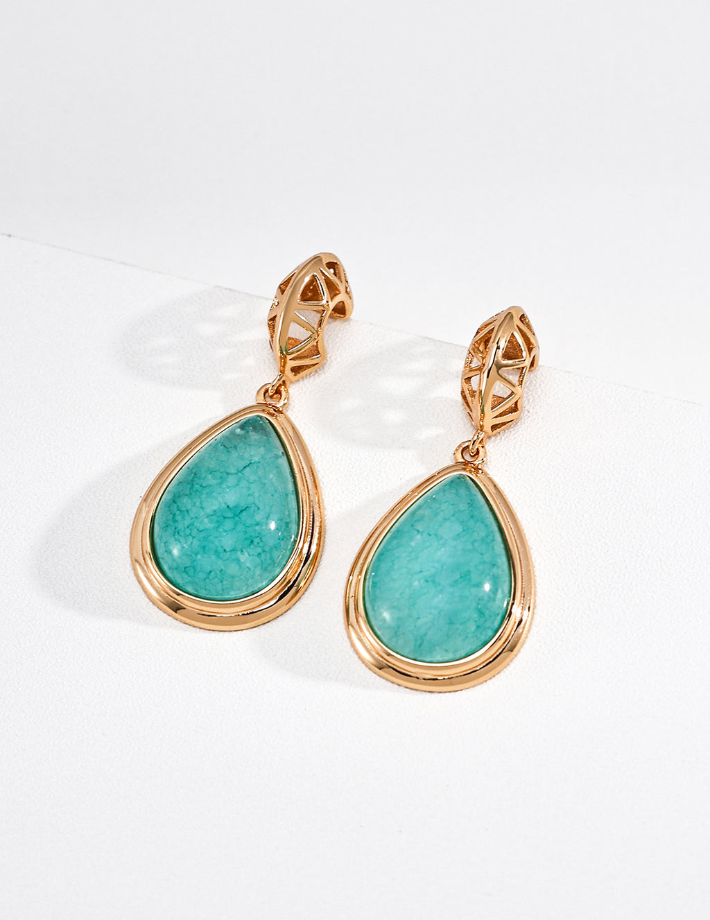 S925 Silver Moonfall Lapis Lazuli & Amazonite Teardrop Drop Earrings | Vintage Gold LOJ123