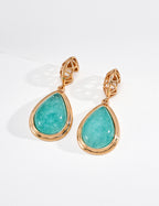 S925 Silver Moonfall Lapis Lazuli & Amazonite Teardrop Drop Earrings | Vintage Gold LOJ123