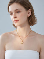 S925 Silver Ankh Cross Padlock Pendant Box Chain Necklace | Vintage Gold & Platinum LOJ157