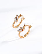 S925 Silver Lucky Knot CZ Pavé Hoop Earrings | Vintage Gold & Platinum LOJ132