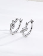 S925 Silver Lucky Knot CZ Pavé Hoop Earrings | Vintage Gold & Platinum LOJ132