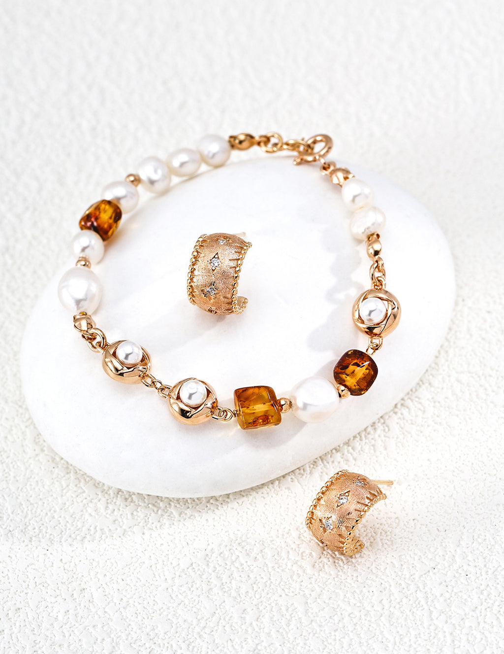 S925 Silver Vintage Silk Satin CZ Star Huggie Hoop Earrings | Vintage Gold & Platinum LOJ134