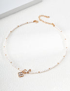 S925 Silver Natural Pearl & Shoushan Stone CZ Flower Necklace LOJ92