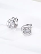 S925 Silver CZ Huggie Earrings | Vintage Gold Minimalist LOJ90
