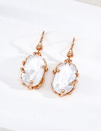 S925 Silver Baroque Pearl Drop Earrings LOJ88