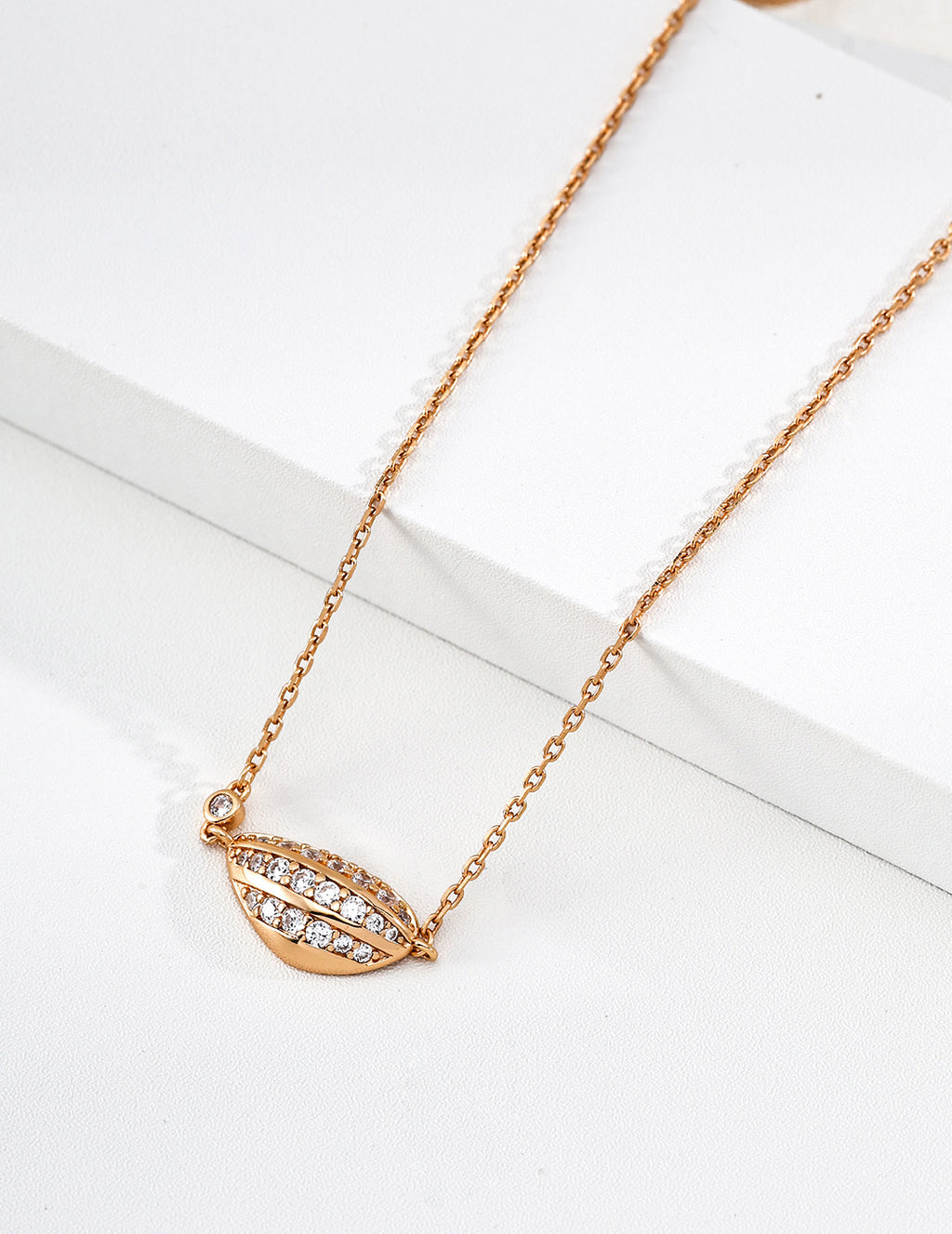 S925 Silver CZ Olive Pendant Necklace Vintage Gold LOJ94