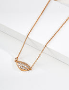 S925 Silver CZ Olive Pendant Necklace Vintage Gold LOJ94