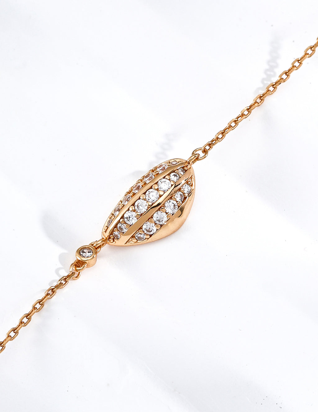 S925 Silver CZ Olive Pendant Necklace Vintage Gold LOJ94