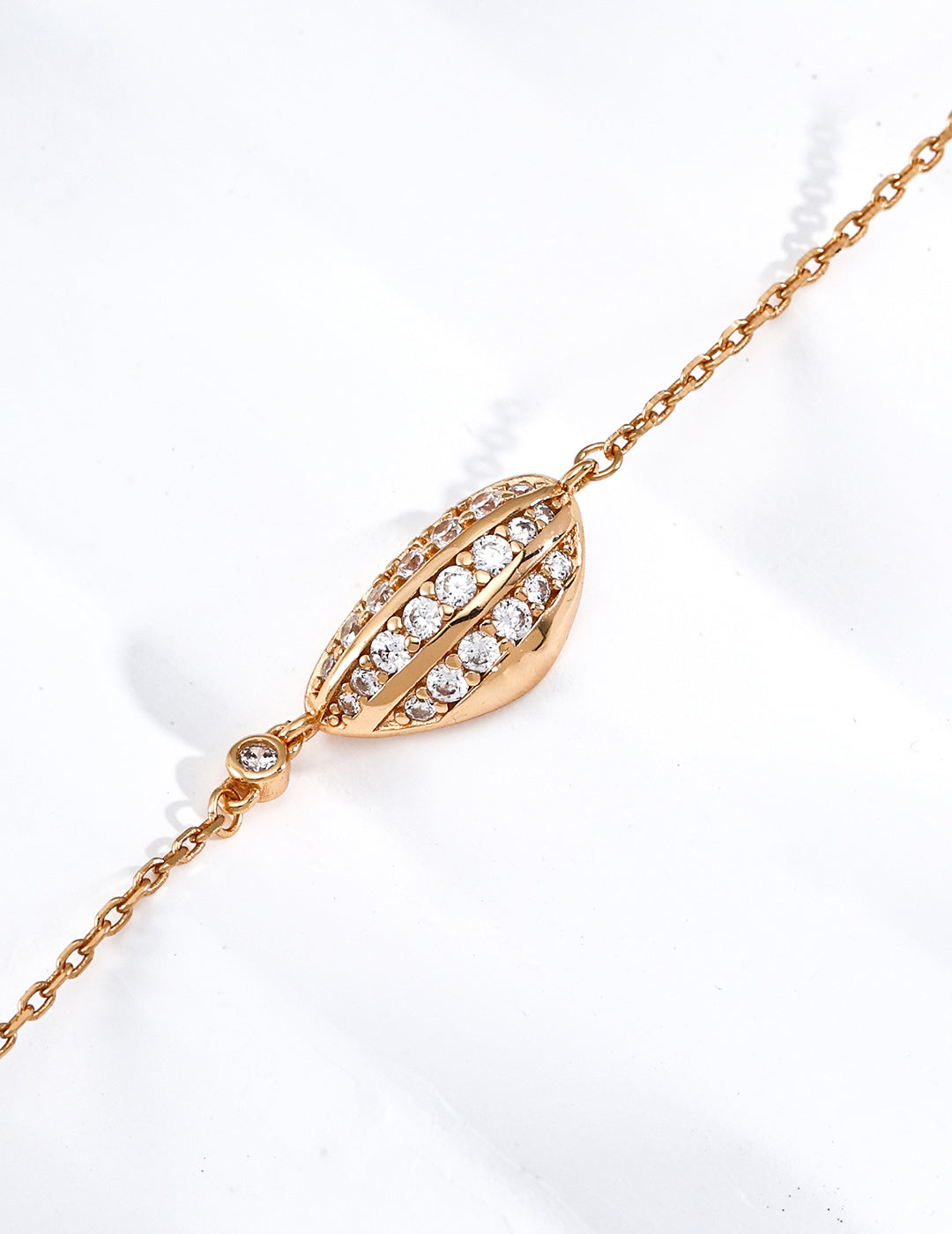 S925 Silver CZ Olive Pendant Necklace Vintage Gold LOJ94