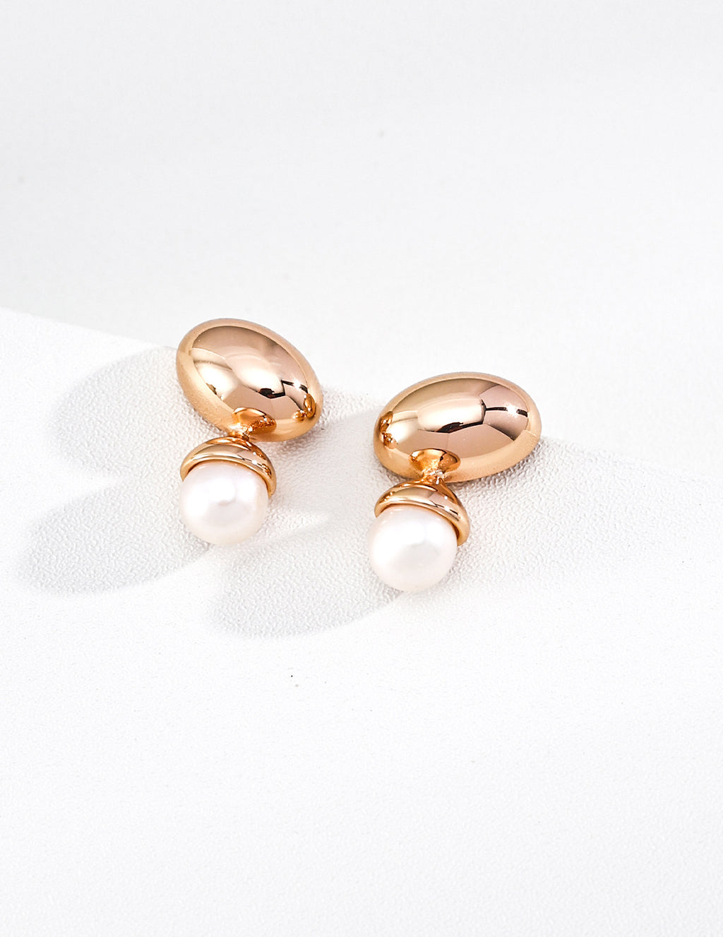 S925 Silver Golden Dew Drop Pearl Earrings | Vintage Gold & Platinum White LOJ140