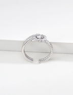 S925 Silver Fortune Knot CZ Pavé Open Ring | Vintage Gold & Platinum LOJ126