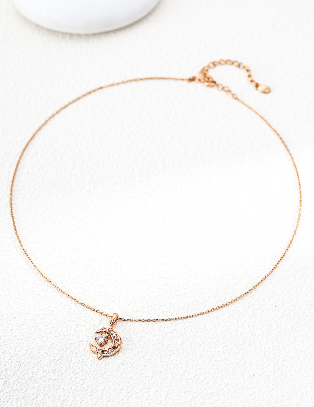 S925 Silver Wishing Star CZ Moon & Star Pendant Necklace | Vintage Gold & Platinum White LOJ169