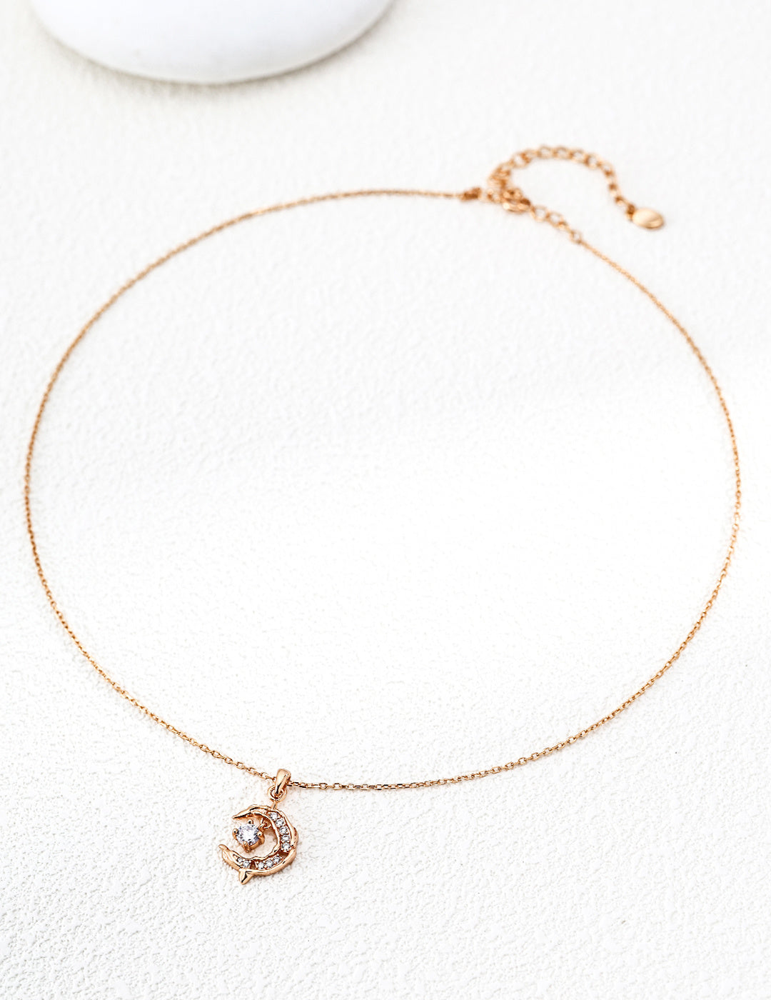 S925 Silver Wishing Star CZ Moon & Star Pendant Necklace | Vintage Gold & Platinum White LOJ169