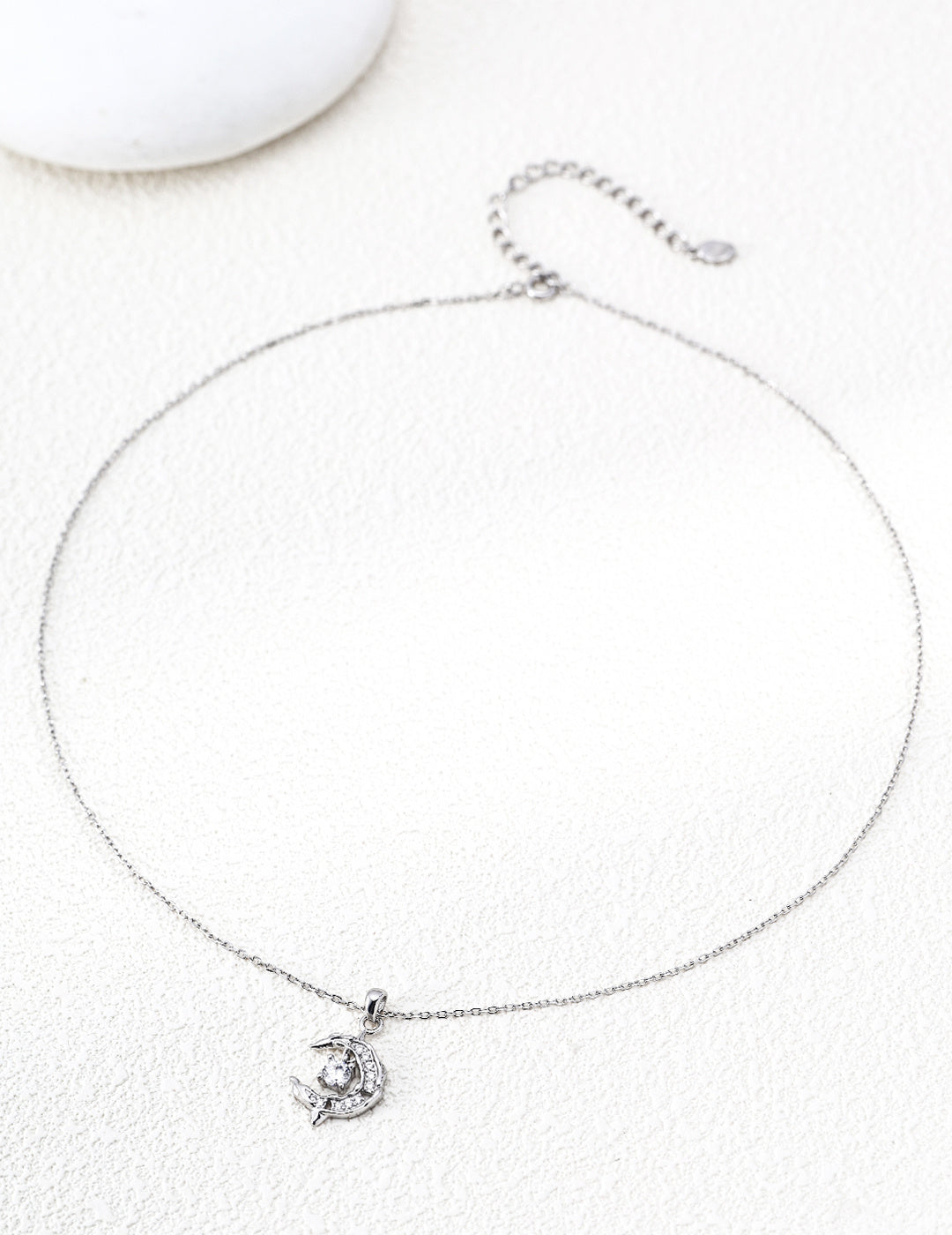 S925 Silver Wishing Star CZ Moon & Star Pendant Necklace | Vintage Gold & Platinum White LOJ169
