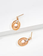 S925 Silver Lucky Compass Pearl & CZ Radial Drop Earrings | Vintage Gold & Platinum White LOJ167