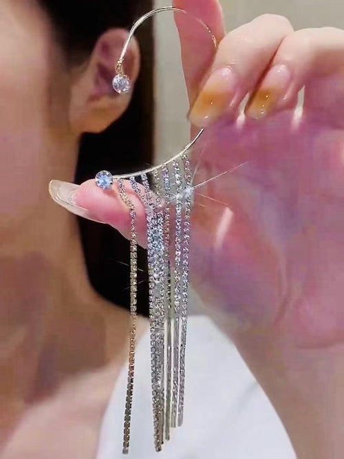 Delicate Sparkle Tassel Earrings without Piercing Per Set lightofjuwelen 