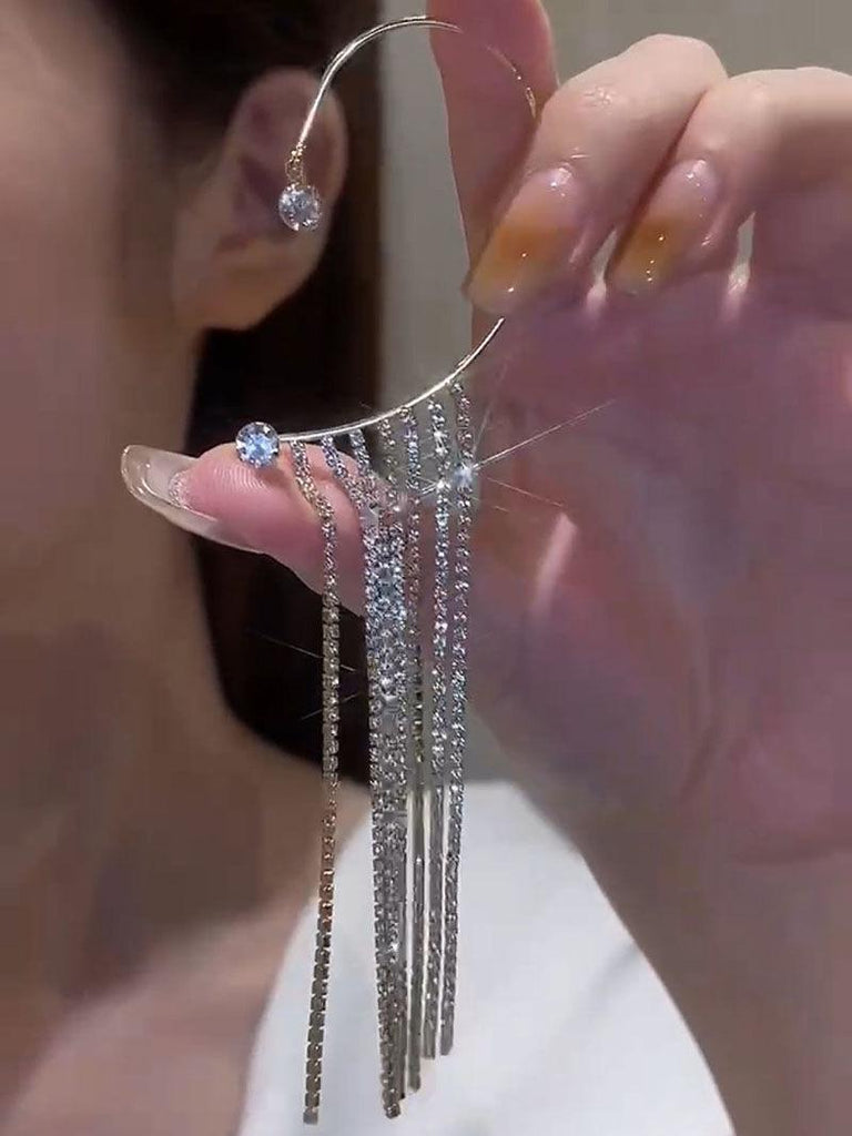 Delicate Sparkle Tassel Earrings without Piercing Per Set lightofjuwelen 