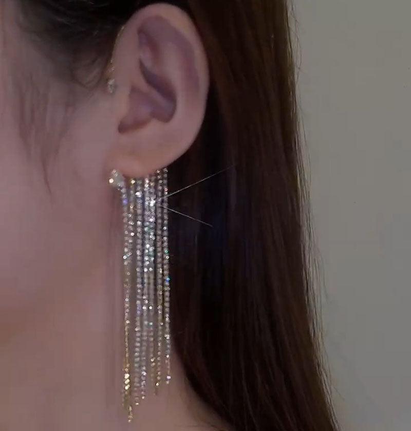 Delicate Sparkle Tassel Earrings without Piercing Per Set lightofjuwelen 