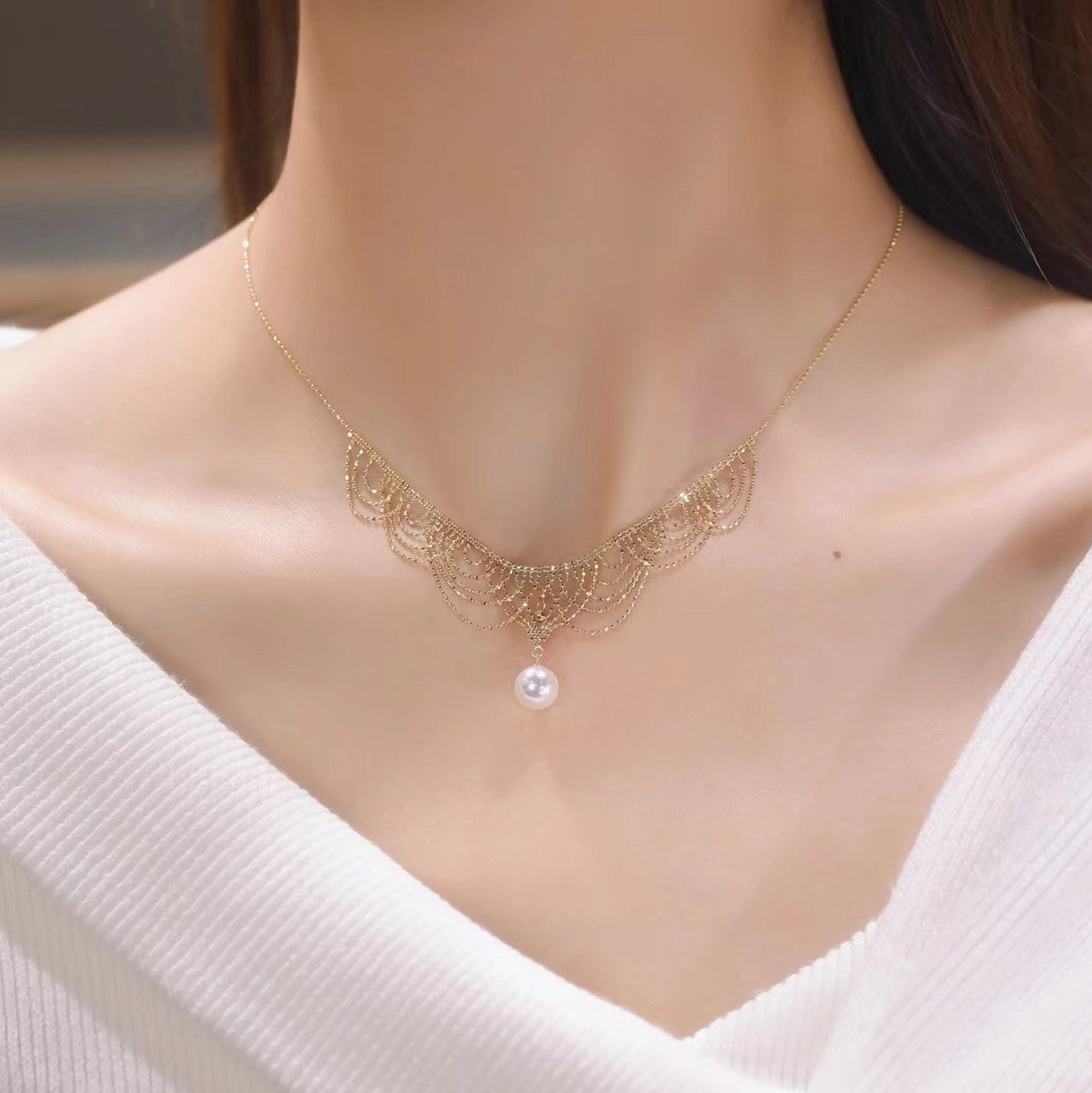 925 Silver 22K Gold Plated Super Romantic Bud Silk Mermaid Necklace