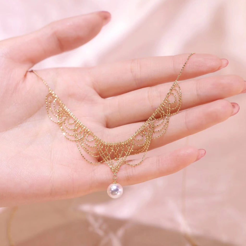 925 Silver 22K Gold Plated Super Romantic Bud Silk Mermaid Necklace