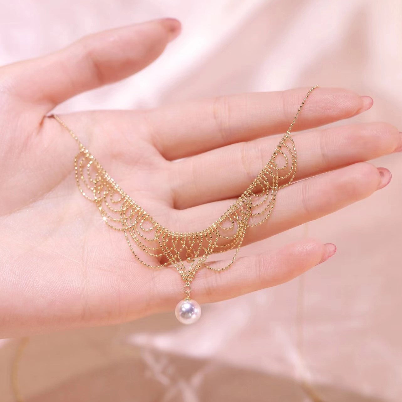 925 Silver 22K Gold Plated Super Romantic Bud Silk Mermaid Necklace
