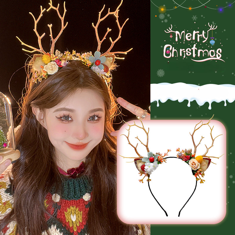 Christmas Elk Glowing Branch Hairpin Large Antler Hair Ornament LJC2