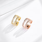 Gold Plated Fashion Cross Double Layer Ring Adjustable