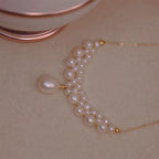 Freshwater Pearl Necklace with 18K Gold Chain for Wedding Brides