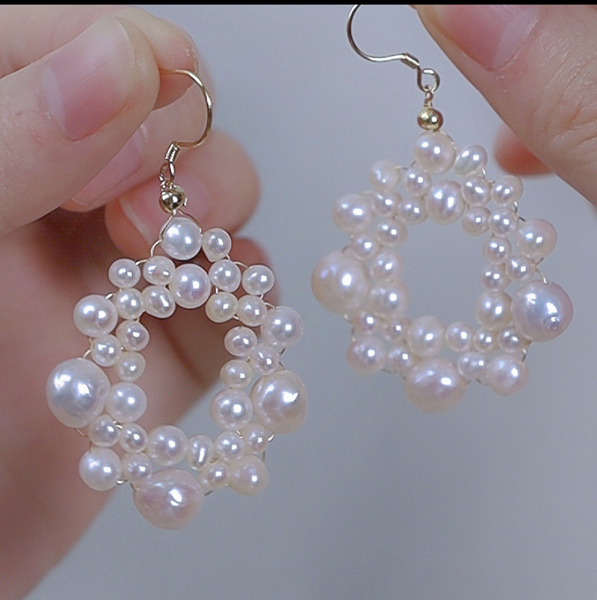 Baroque Pearl String 14K Gold Plated Earrings