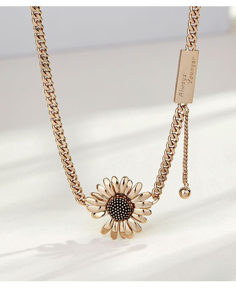 Always Younger Fringe Sunflower 18K Gold Plated Necklace
