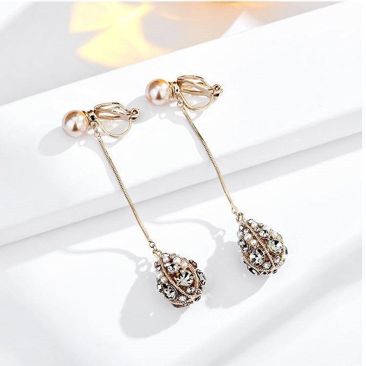 18K Golden Plated Tassel Earrings Set with Artificial Diamonds