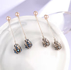 18K Golden Plated Tassel Earrings Set with Artificial Diamonds