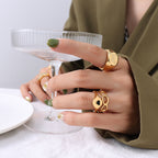 Engraved 18K Gold Flower and Butterfly Ring Birthday Gift