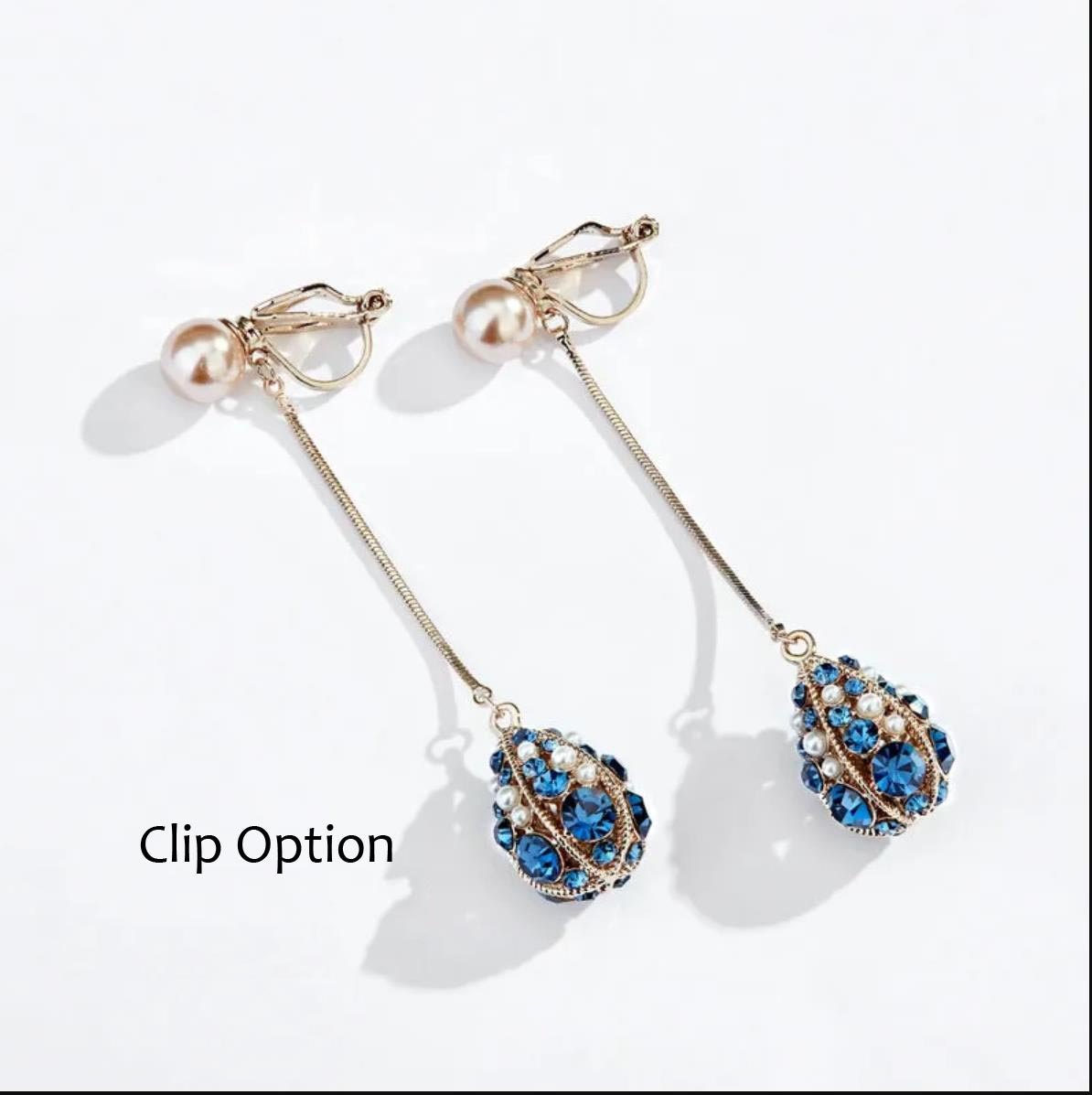 18K Golden Plated Tassel Earrings Set with Artificial Diamonds