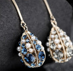 18K Golden Plated Tassel Earrings Set with Artificial Diamonds