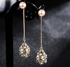 18K Golden Plated Tassel Earrings Set with Artificial Diamonds