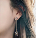 18K Golden Plated Tassel Earrings Set with Artificial Diamonds