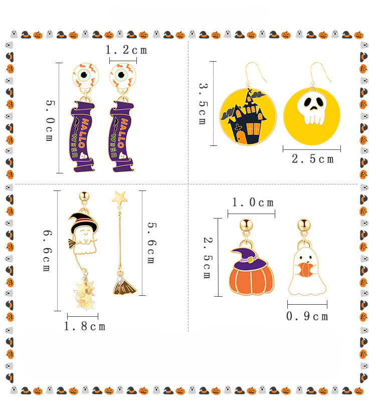 Halloween Cute Earrings Pure Silver Needle Ear Clip LJH46
