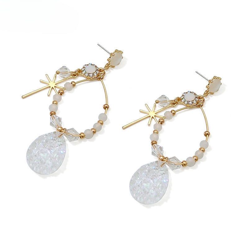 FN Artificial Crystal Long 925 Silver Needle Earrings LOJS12