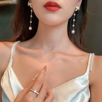 925 Slver Butterfly Pearl Long Pendant Earrings - lightofjuwelen
