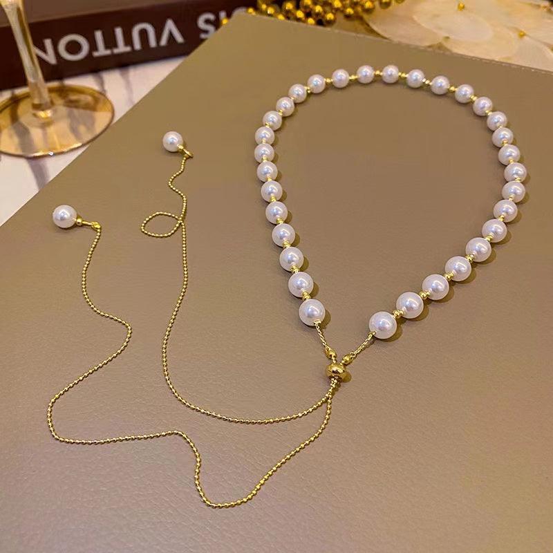 White Freshwater Pearl Necklace for Women with Premium Tassels