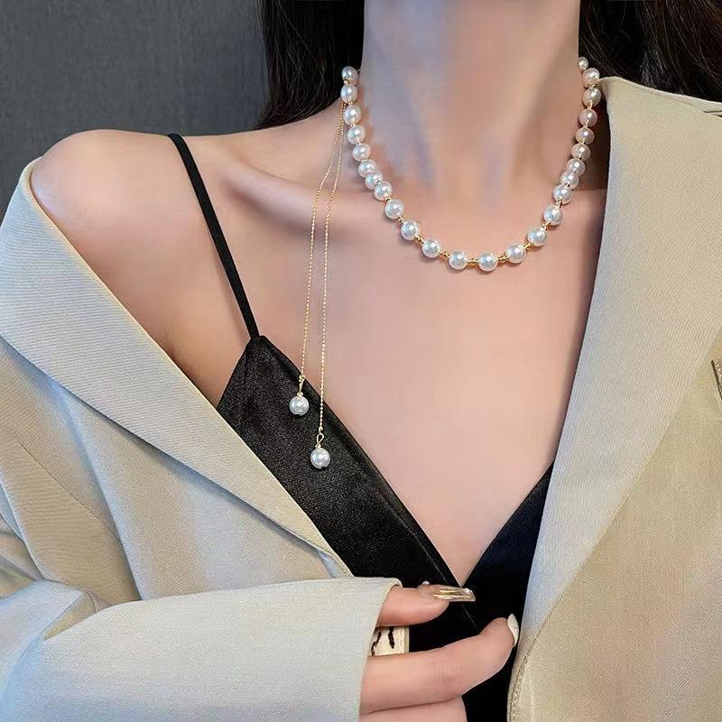 White Freshwater Pearl Necklace for Women with Premium Tassels