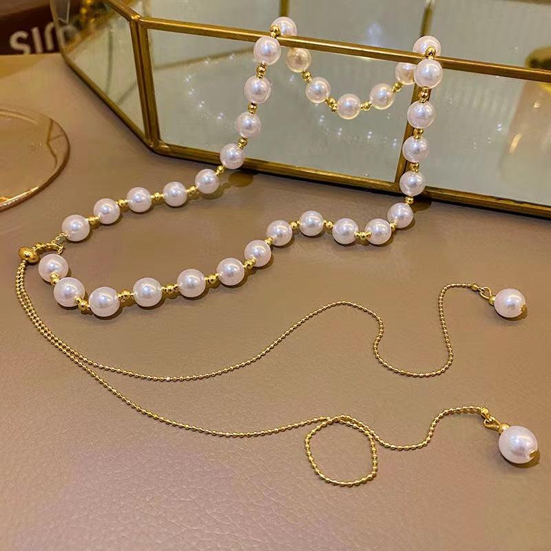 White Freshwater Pearl Necklace for Women with Premium Tassels