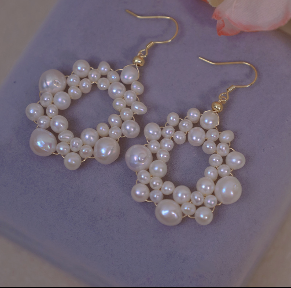 Baroque Pearl String 14K Gold Plated Earrings