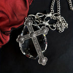 2Pcs Halloween Clavicle Chain with Faux Pearl Cross Pendant Necklace LJH27