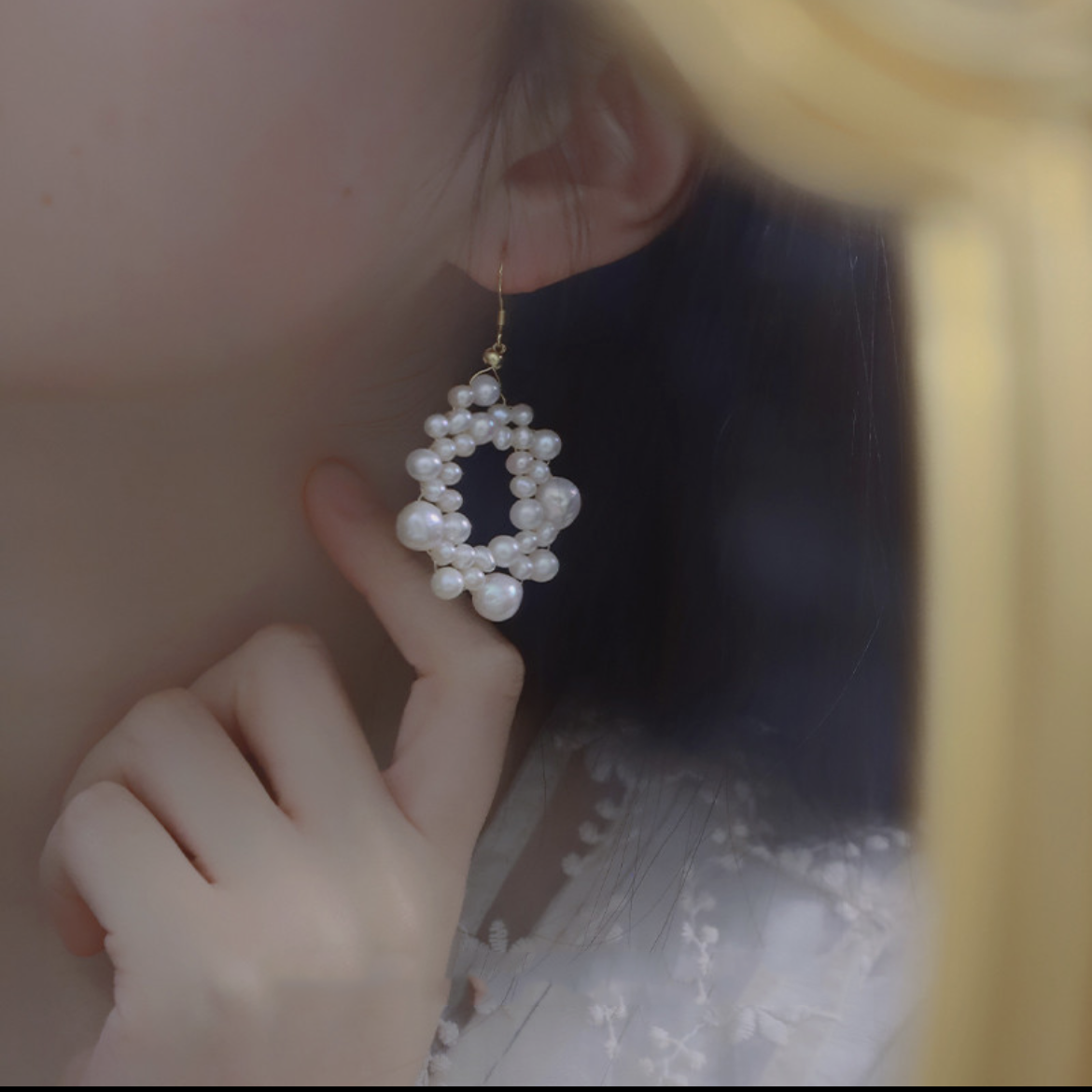 Baroque Pearl String 14K Gold Plated Earrings