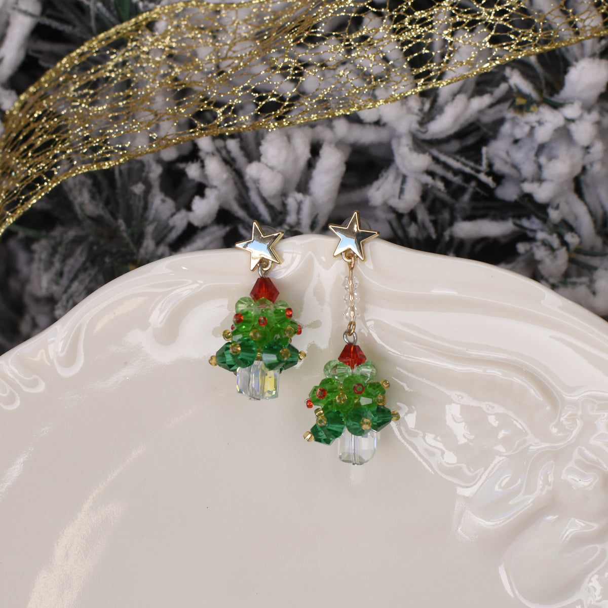 Christmas Tree Earrings Asymmetric Atmosphere Star Ear Clip LJC12