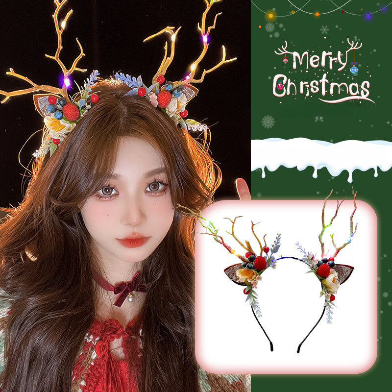 Christmas Elk Glowing Branch Hairpin Large Antler Hair Ornament LJC2