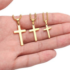 💖Stainless Steel Silver Gold Black Plain Hip Hop Cross Pendant Necklace
