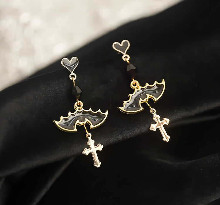 Halloween Necklace Cross Earnails Earrings LJH47